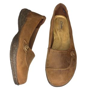 NEW Clark’s Collection Leather slip on loafers flats womens shoes 8 brown